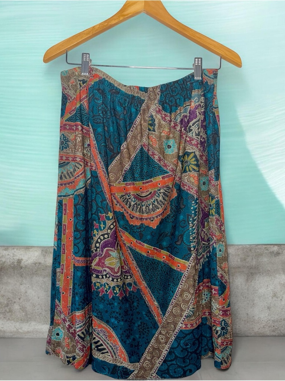 Vintage Y2K Carole Little Boho Patchwork Midi Skirt 1X
